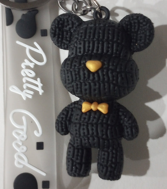 Textured Bears with Bows Keychains - 1 per pack